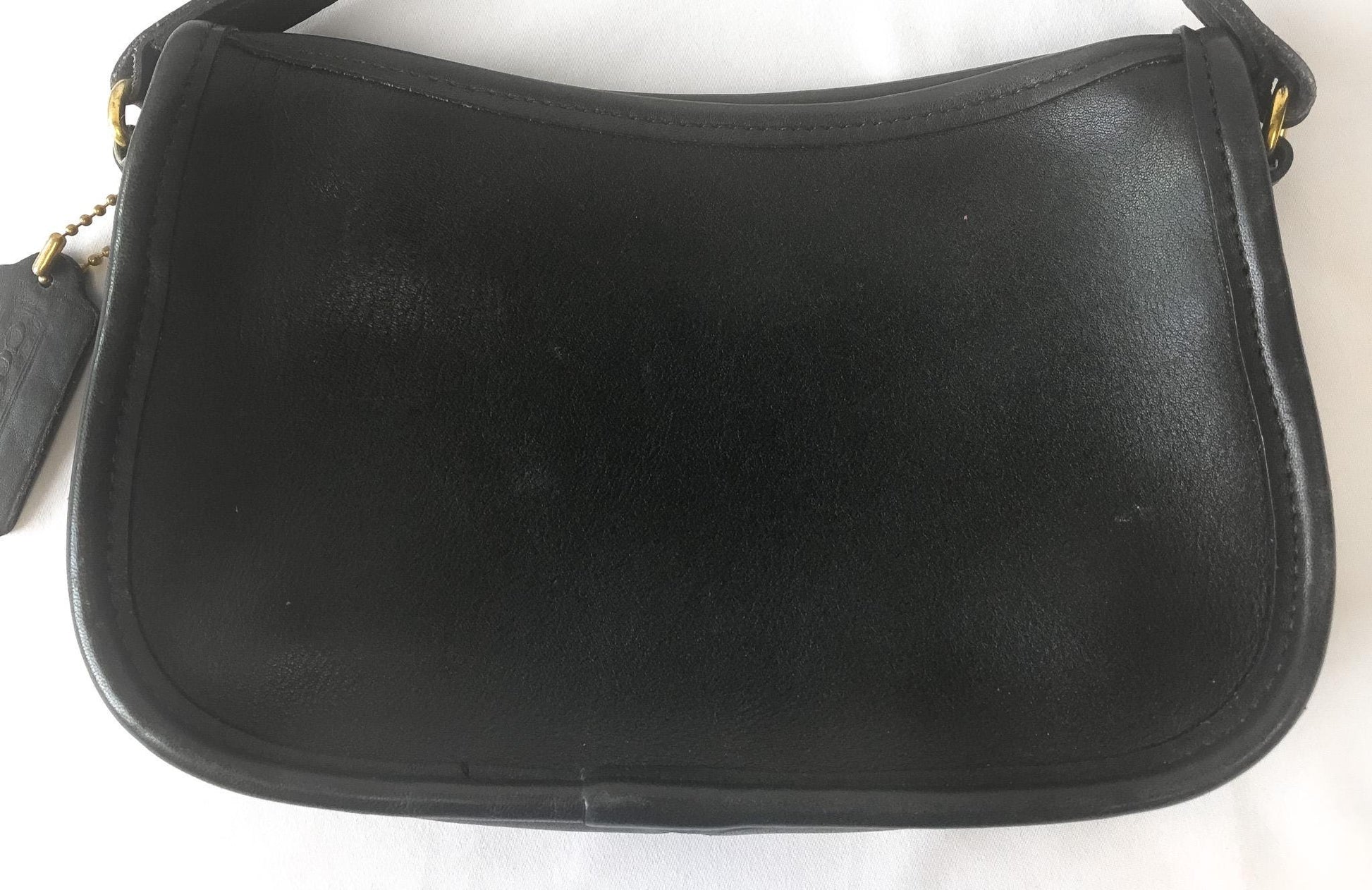 90s Coach Black Wendie Black Leather Shoulder Crossbody Bag, Style #9031, Vintage Classic Everyday Coach Handbag