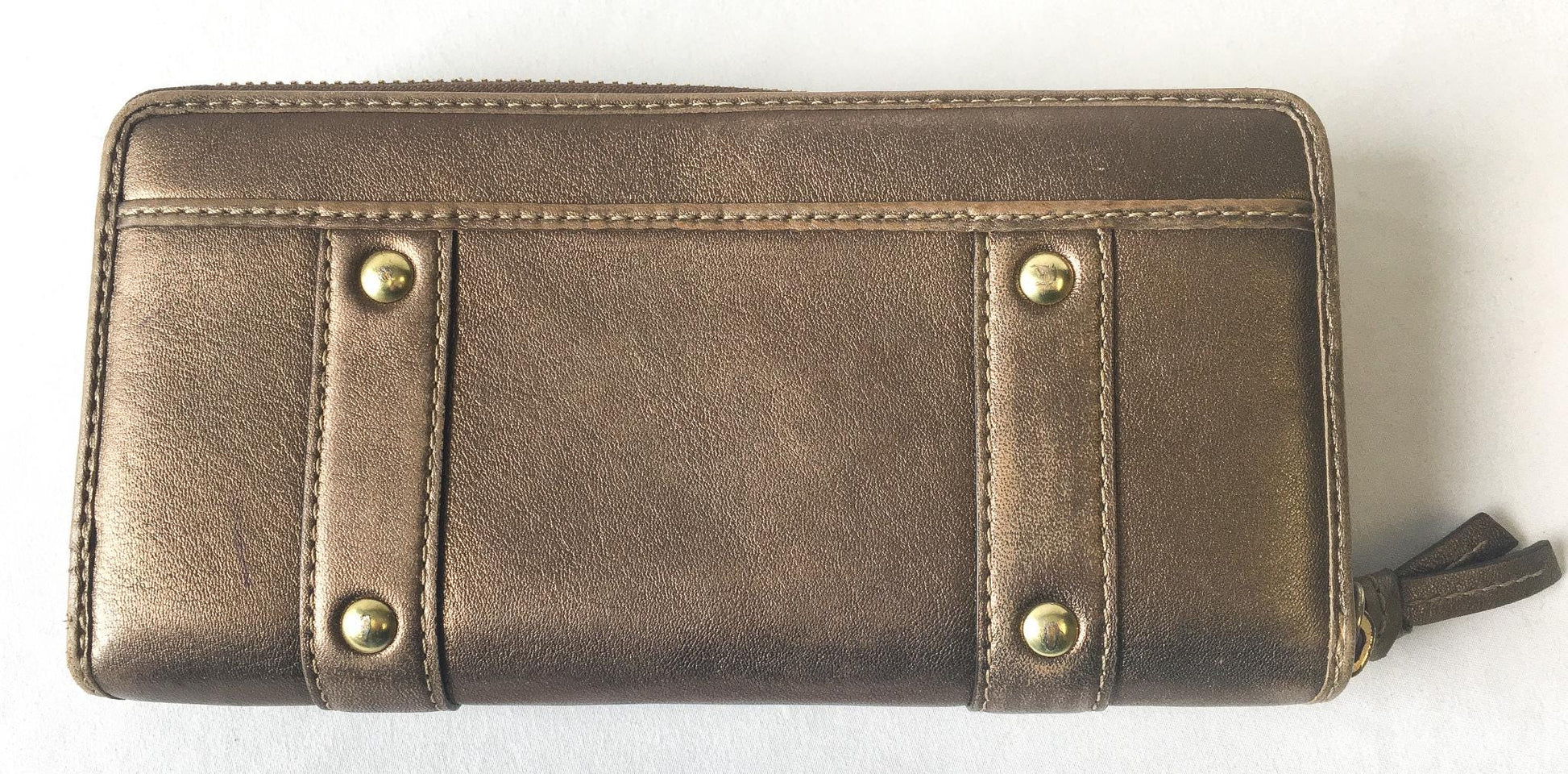 00s Coach Zoe Brown Metallic Buckle Large Accordion Wallet with Original Box, Y2K Classy Coach Wallet