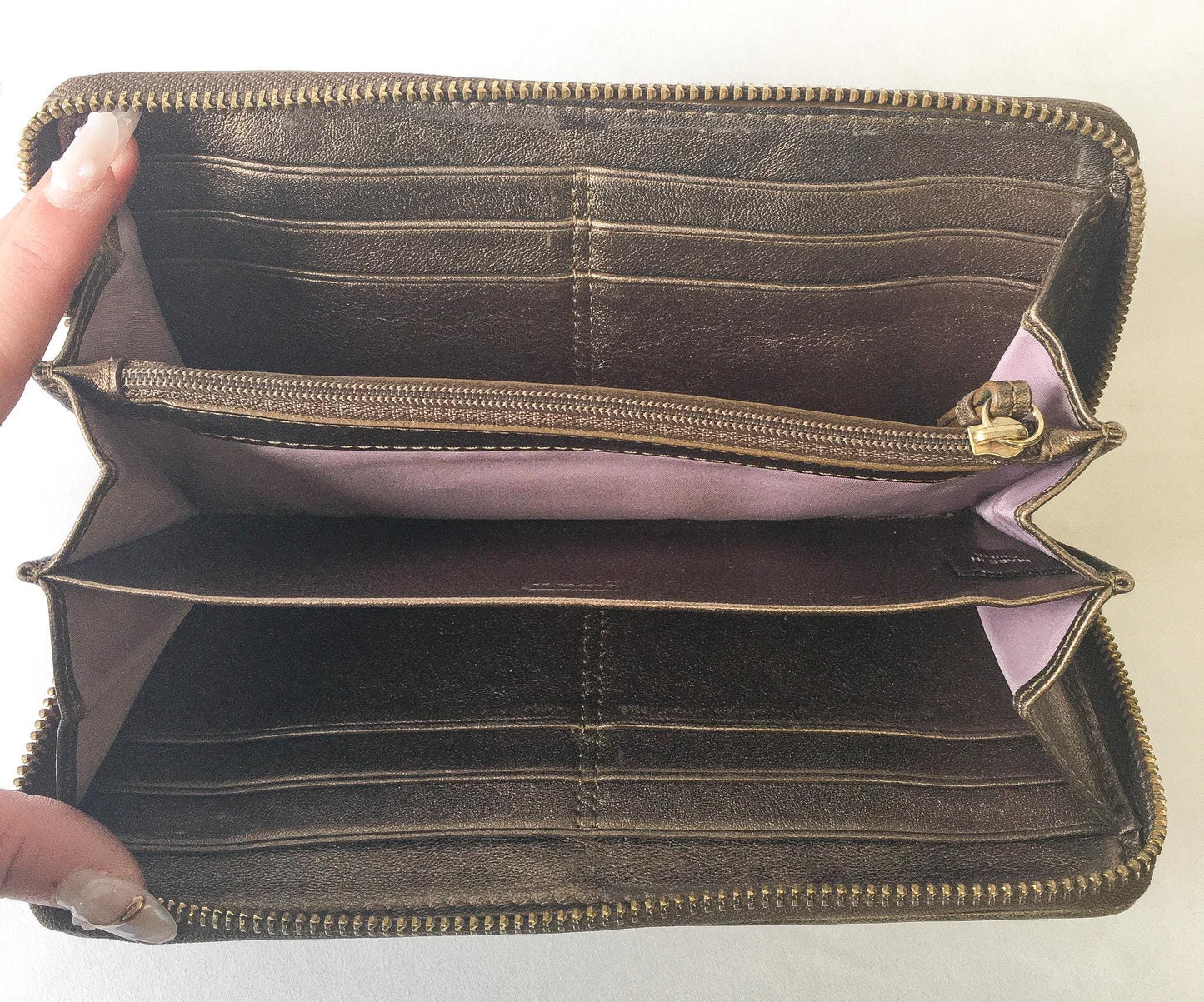 00s Coach Zoe Brown Metallic Buckle Large Accordion Wallet with Original Box, Y2K Classy Coach Wallet