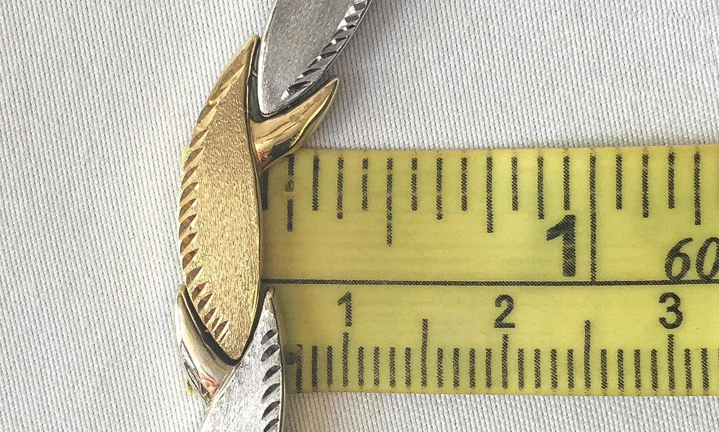 Vintage 10K Turkey Yellow and Gold 3D Flat Diamond Cut Tapered Link Chain Necklace, 16", Elegant Classy Unique Layering Chain Necklace