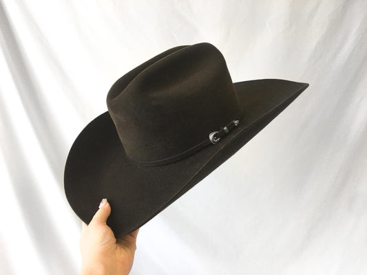 Maverick Chocolate Brown Cowboy Hat with Silver Buckle Band Detail, Sz 7 1/4, Vintage Western Festival Hat