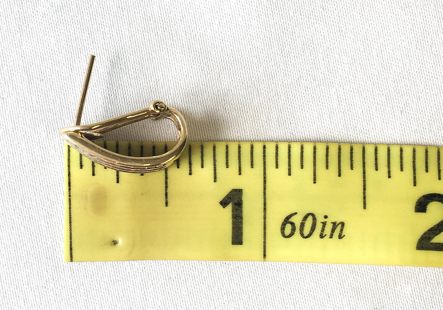 Vintage 10K 417 Omega Back Yellow Gold Diamond Hoop Earrings, Simple Elegant Classy Minimalist Diamond Earrings