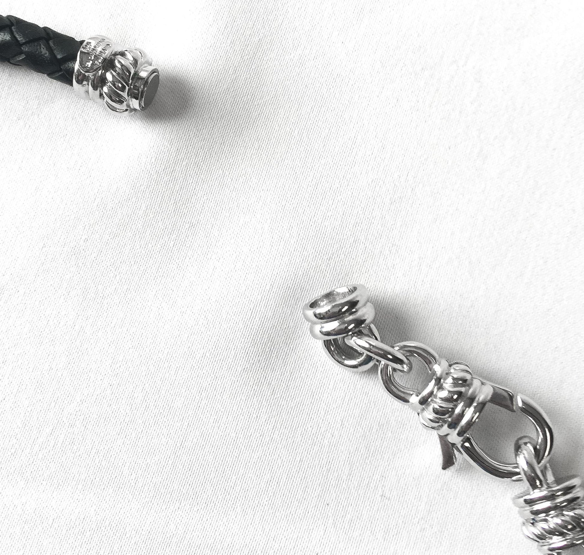 925 Judith Ripka Cubic Zirconia Heart Reversible Leather Cord Choker Necklace, Unique Goth Emo Statement Necklace