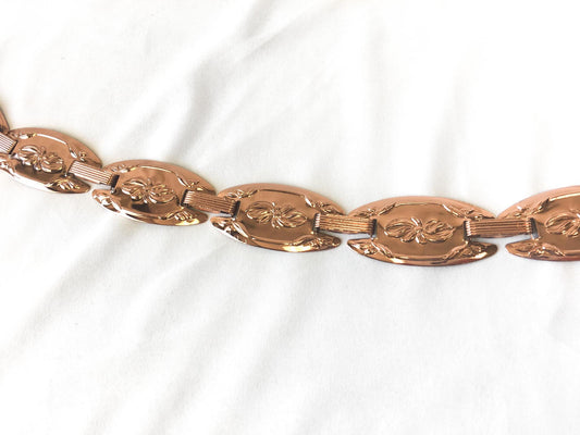Vintage 70s Coppercraft Guild Copper/Rose Gold Toned Floral Detachable Adjustable Chain Belt, 22"-32", Vintage Boho Western Style Belt