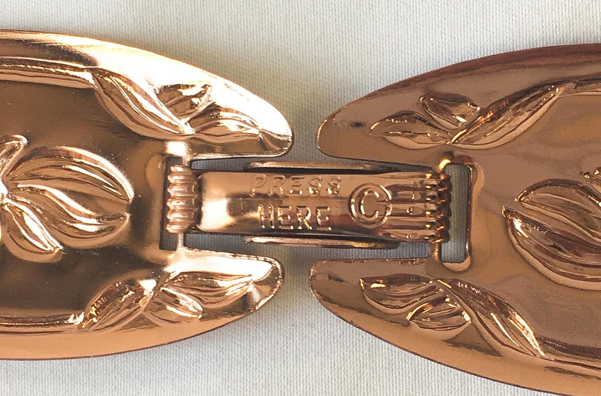 Vintage 70s Coppercraft Guild Copper/Rose Gold Toned Floral Detachable Adjustable Chain Belt, 22"-32", Vintage Boho Western Style Belt