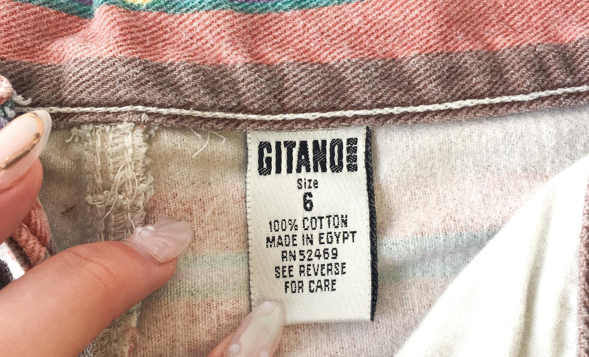 90s Gitano Rainbow Multicolor Striped Geometric Print Denim Shorts, Sz 24" Waist, Unique Denim Shorts