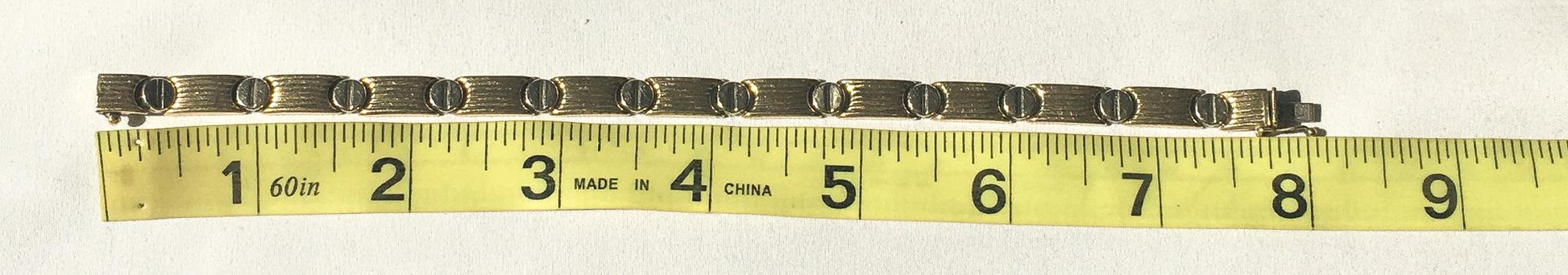 Vintage 14K Italy Two Tone Screw Head Link Chain Bracelet, 8", Roughly 5mm, Simple Everyday Elegant Minimalist Stackable Unisex Bracelet