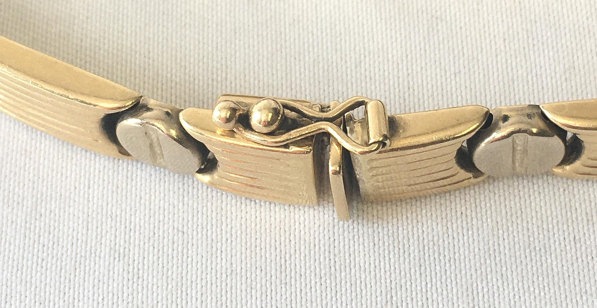 Vintage 14K Italy Two Tone Screw Head Link Chain Bracelet, 8", Roughly 5mm, Simple Everyday Elegant Minimalist Stackable Unisex Bracelet