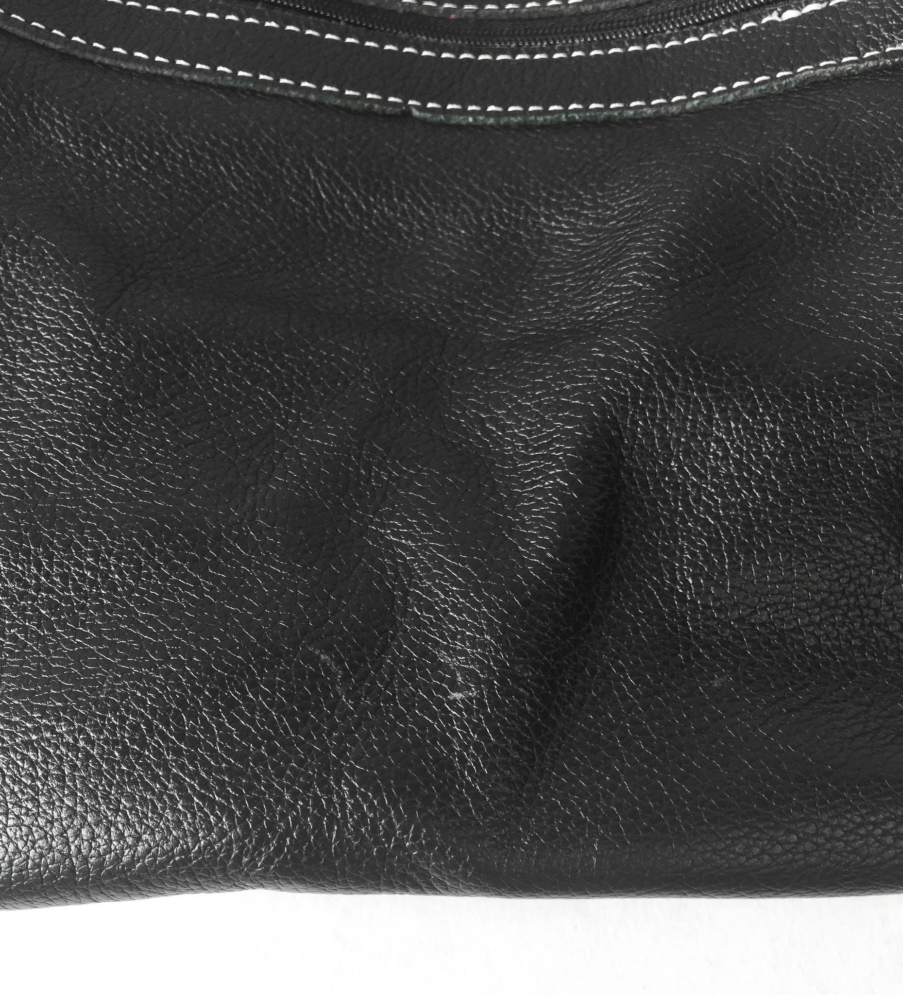 Black Harley Davidson Pebbled Leather Drawstring Bucket Shoulder Crossbody Bag, 00s Y2K Harley Biker Moto Style Handbag