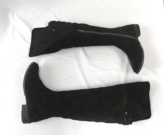 Vintage Inspired Frye Shirley Over The Knee Black Suede Boots, Women's 8.5B, Style 4003, Vintage Classy Western Tall Boots