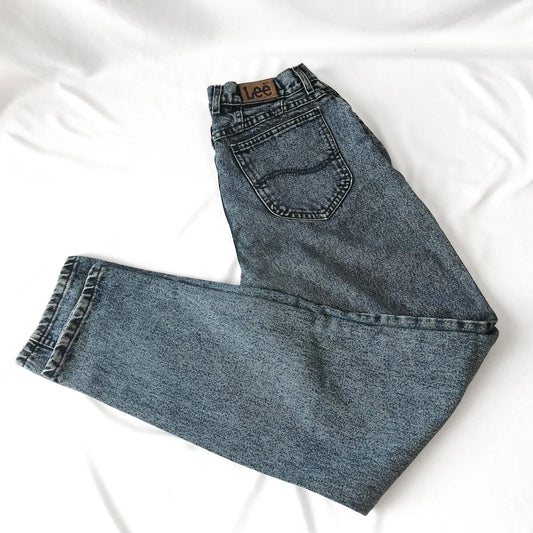 Vintage Lee Acid Dark Wash Straight Leg Tapered Denim Jeans, 29" x 32"