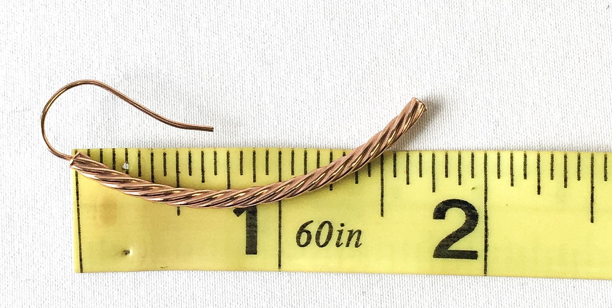 18K Milor Italy Rose Gold Copper Twisted Rod Tube Dangle Earrings, Unique Simple Lightweight Minimalist Earrings