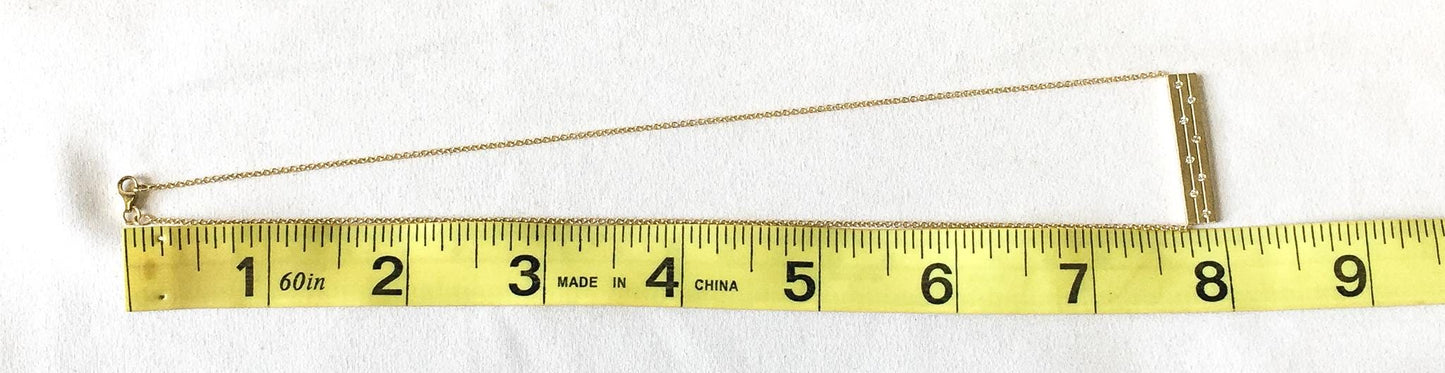 EFFY 14K Line Diamond Trapeze Bar Necklace, 16", Simple Dainty Everyday Minimalist Cartier Style Necklace