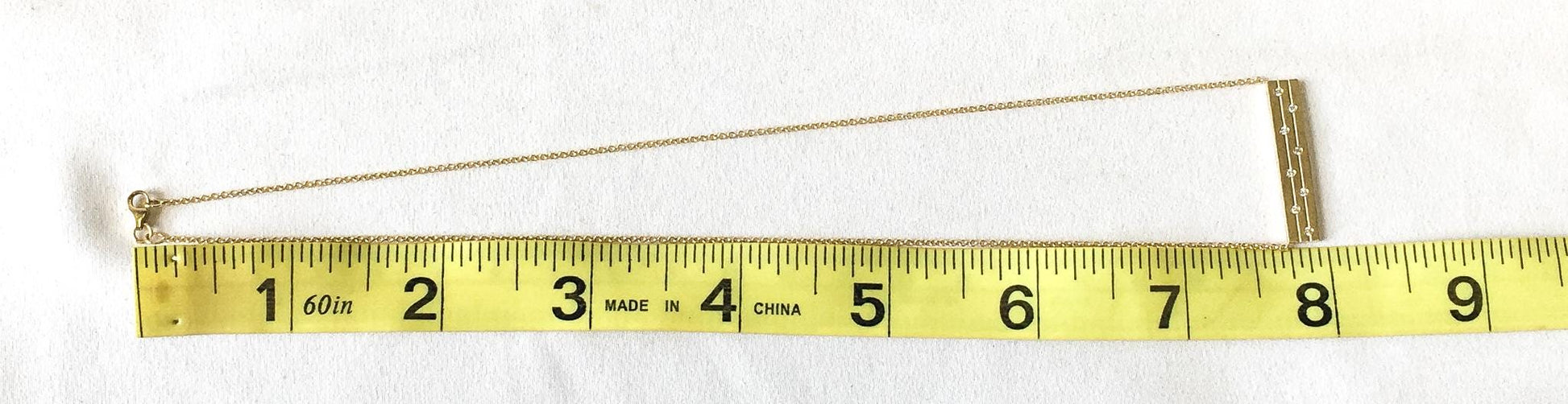 EFFY 14K Line Diamond Trapeze Bar Necklace, 16", Simple Dainty Everyday Minimalist Cartier Style Necklace