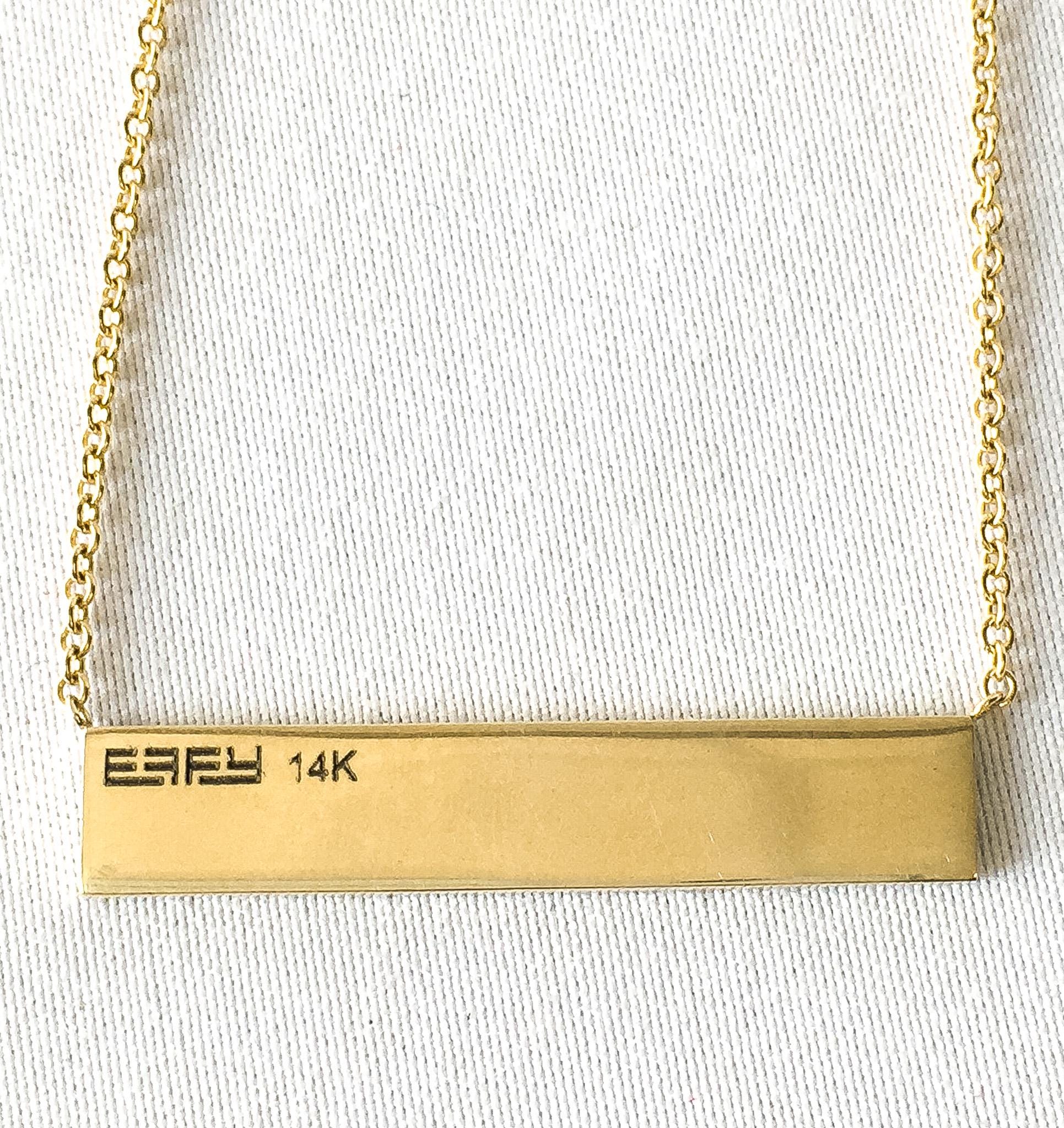 EFFY 14K Line Diamond Trapeze Bar Necklace, 16", Simple Dainty Everyday Minimalist Cartier Style Necklace