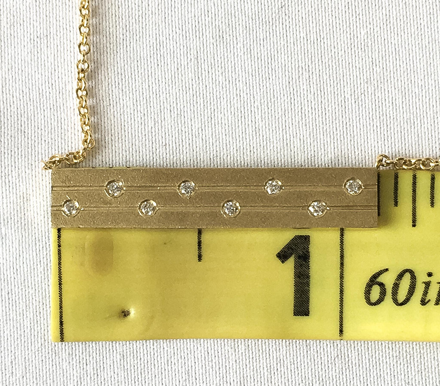 EFFY 14K Line Diamond Trapeze Bar Necklace, 16", Simple Dainty Everyday Minimalist Cartier Style Necklace