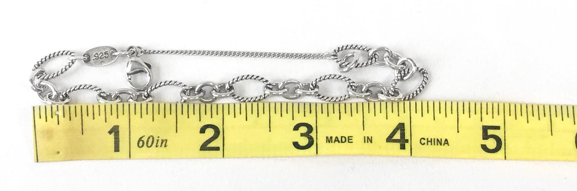 925 Sterling Silver James Avery Ribbed Chain Bracelet, 6.5"-8", Simple Everyday Silver Unisex Adjustable Chain Bracelet