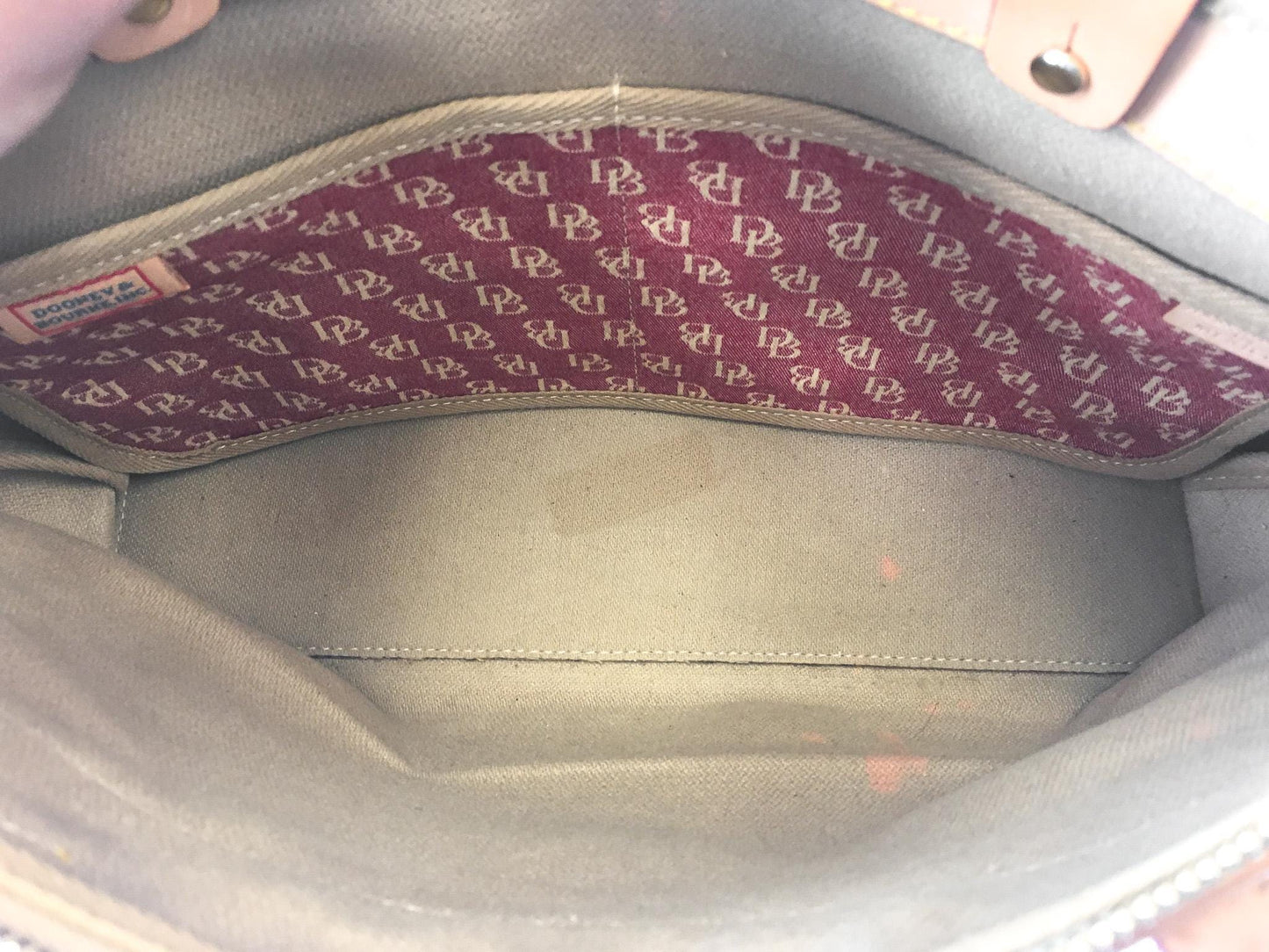 Y2K 00s Dooney and Bourke Burgundy Red Monogram Large Tassel Shoulder Tote Bag, Vintage Classic Y2K Dooney Handbag