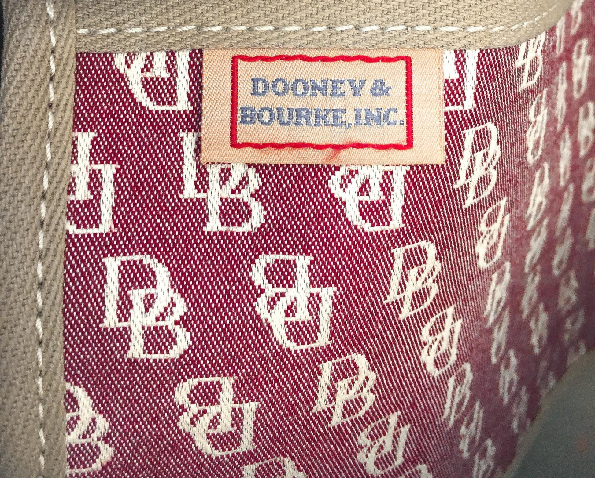 Y2K 00s Dooney and Bourke Burgundy Red Monogram Large Tassel Shoulder Tote Bag, Vintage Classic Y2K Dooney Handbag