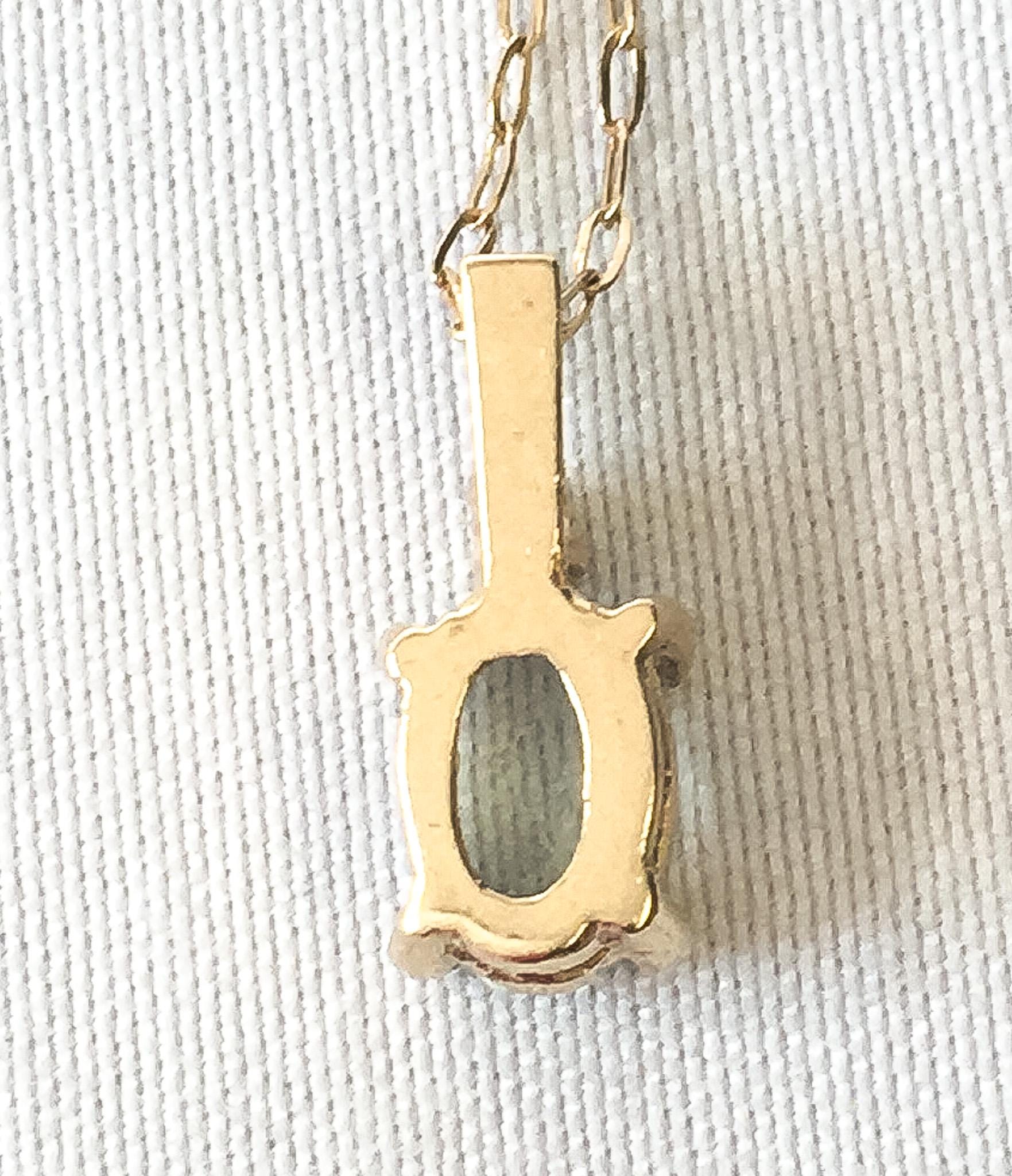 10K Yellow Gold Aquamarine Mini Pendant 18" Necklace, Dainty Simple Everyday Minimalist Birthstone Necklace