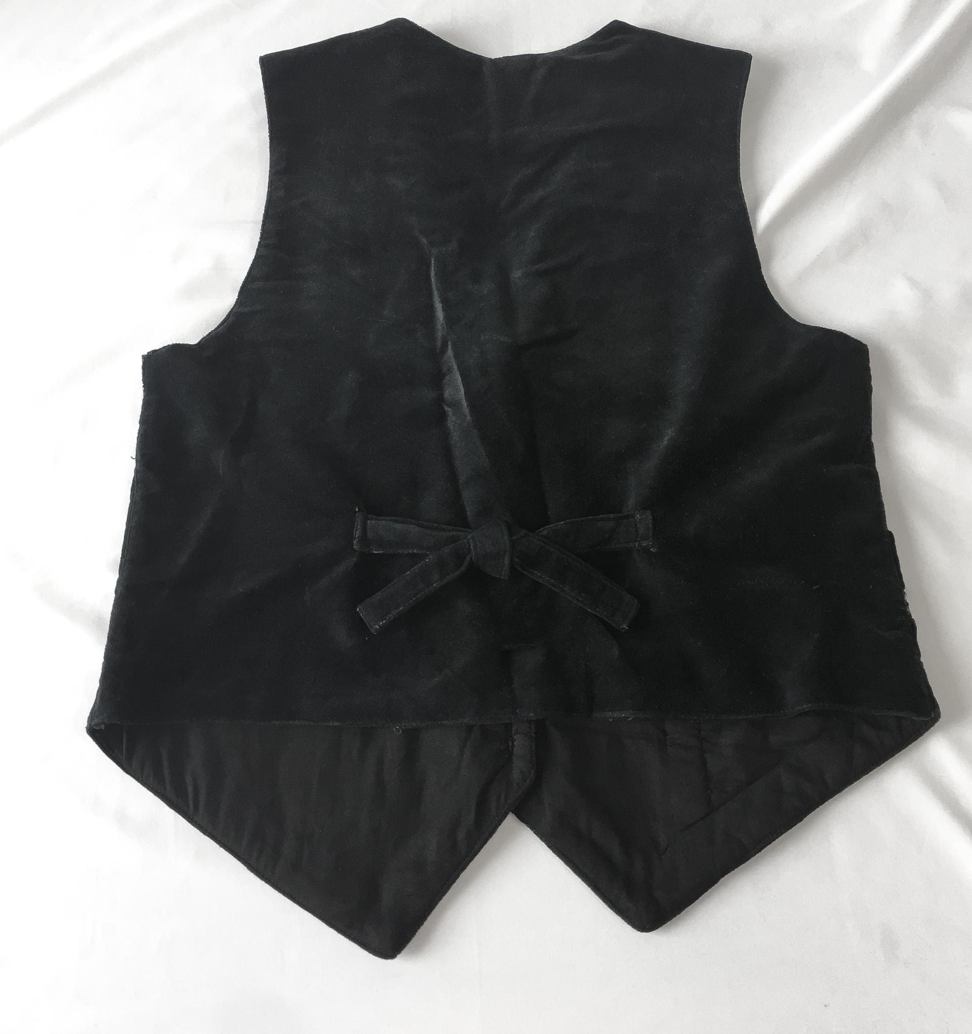 Vintage Black Velvet Floral Metallic Patchwork Vest, Women's Sz. M, Vintage Patchwork Grandma Boho Style Top