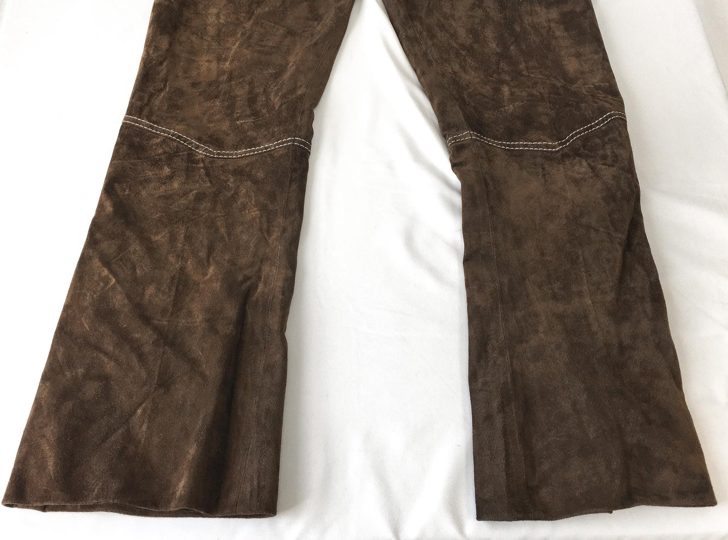 Vintage Pioneer Wear Brown Suede Straight Leg/Bootcut Pants, Sz. 34" x 29", Vintage Unisex Western Leather Pants