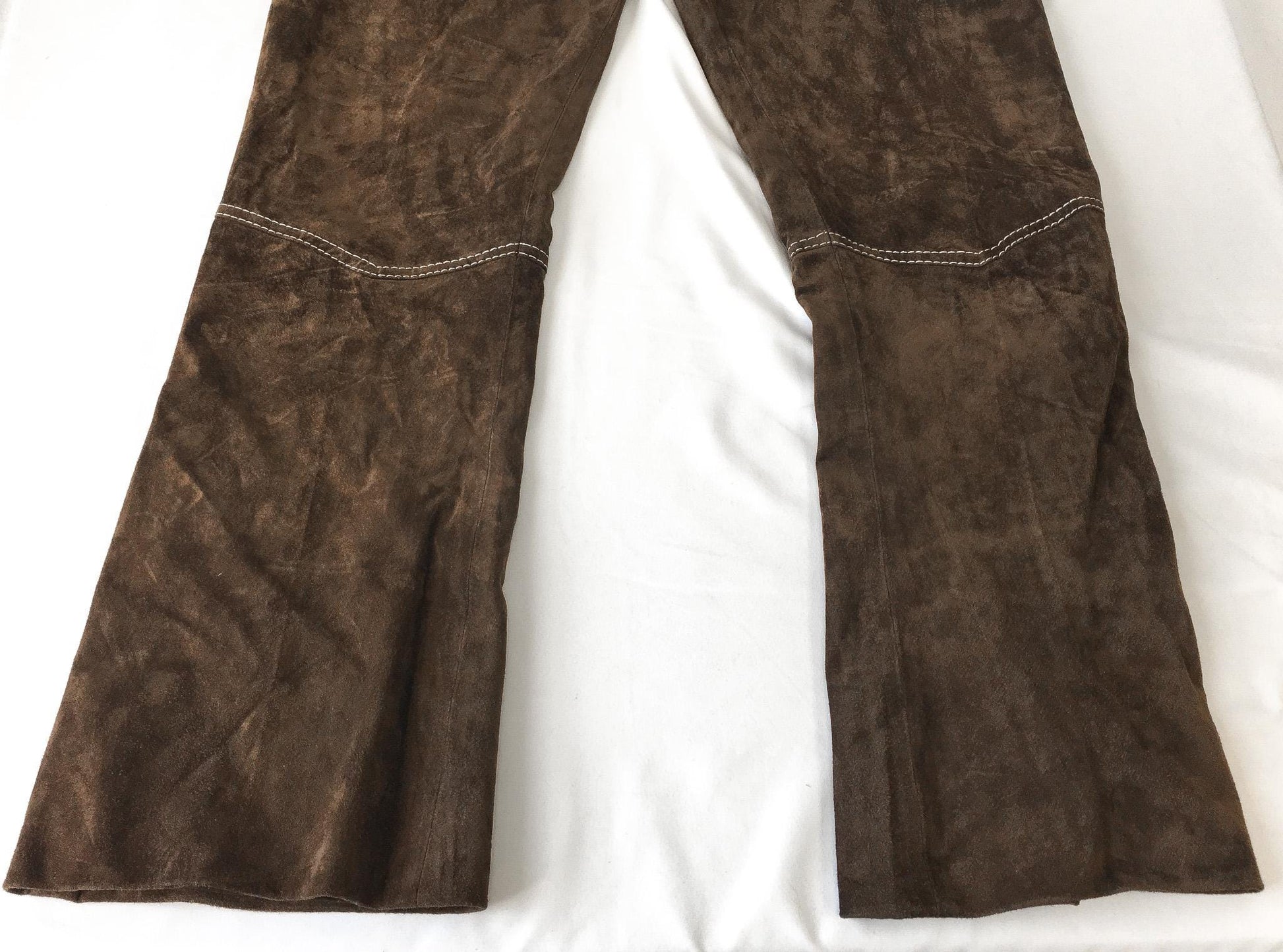 Vintage Pioneer Wear Brown Suede Straight Leg/Bootcut Pants, Sz. 34" x 29", Vintage Unisex Western Leather Pants