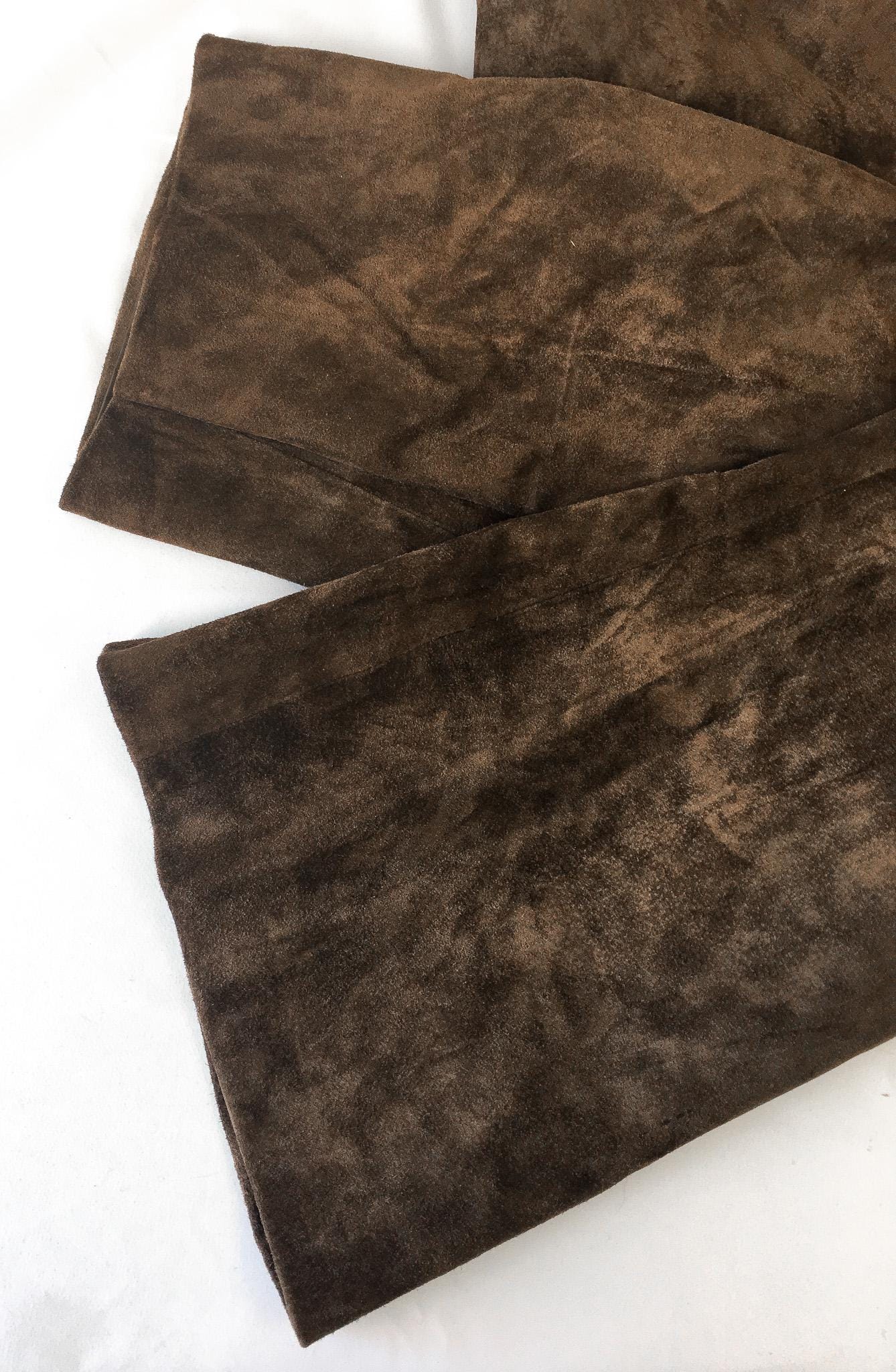 Vintage Pioneer Wear Brown Suede Straight Leg/Bootcut Pants, Sz. 34" x 29", Vintage Unisex Western Leather Pants