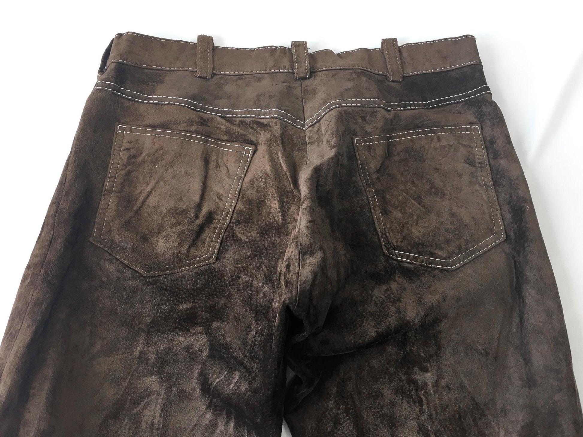 Vintage Pioneer Wear Brown Suede Straight Leg/Bootcut Pants, Sz. 34" x 29", Vintage Unisex Western Leather Pants