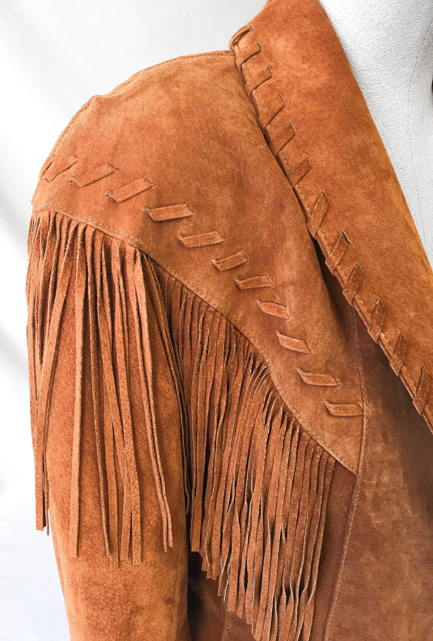 Vintage Frontier Collection Brown Fringe Crop Leather Jacket, Women's Sz. M, Vintage Western Jacket