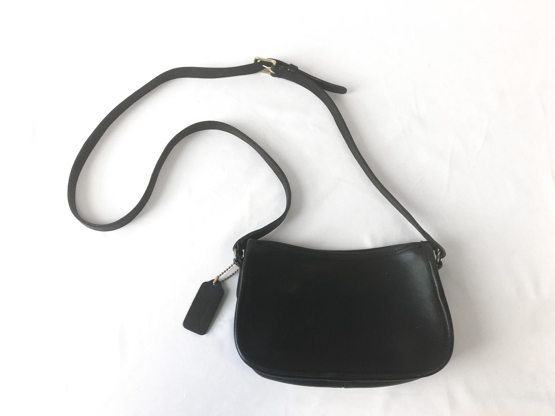 90s Coach Black Wendie Black Leather Shoulder Crossbody Bag, Style #9031, Vintage Classic Everyday Coach Handbag