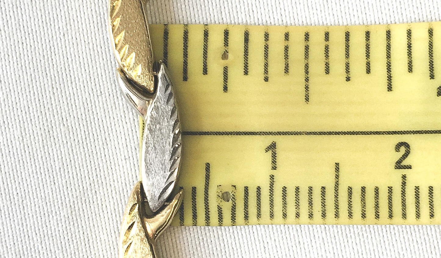 Vintage 10K Turkey Yellow and Gold 3D Flat Diamond Cut Tapered Link Chain Necklace, 16", Elegant Classy Unique Layering Chain Necklace