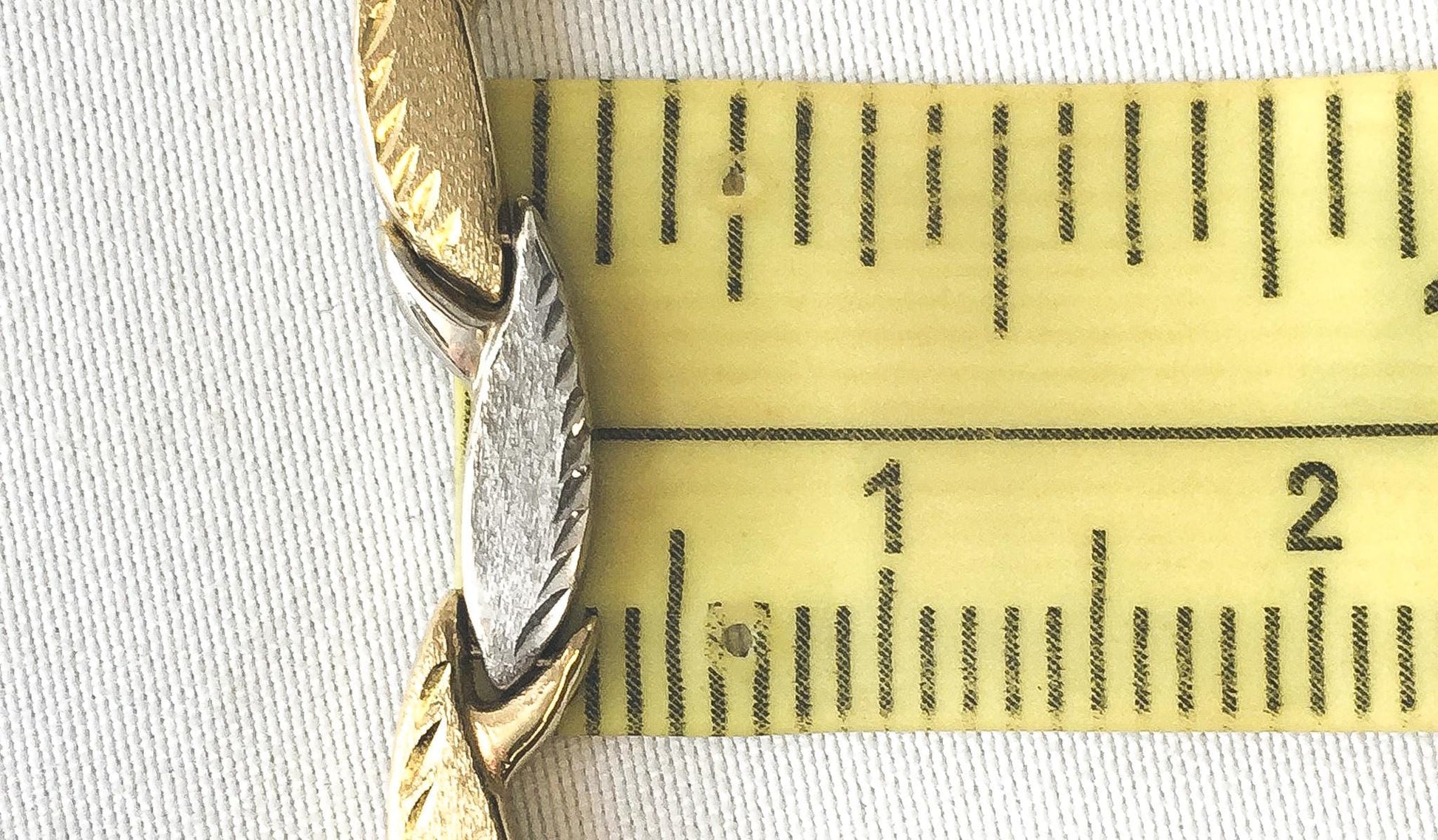 Vintage 10K Turkey Yellow and Gold 3D Flat Diamond Cut Tapered Link Chain Necklace, 16", Elegant Classy Unique Layering Chain Necklace