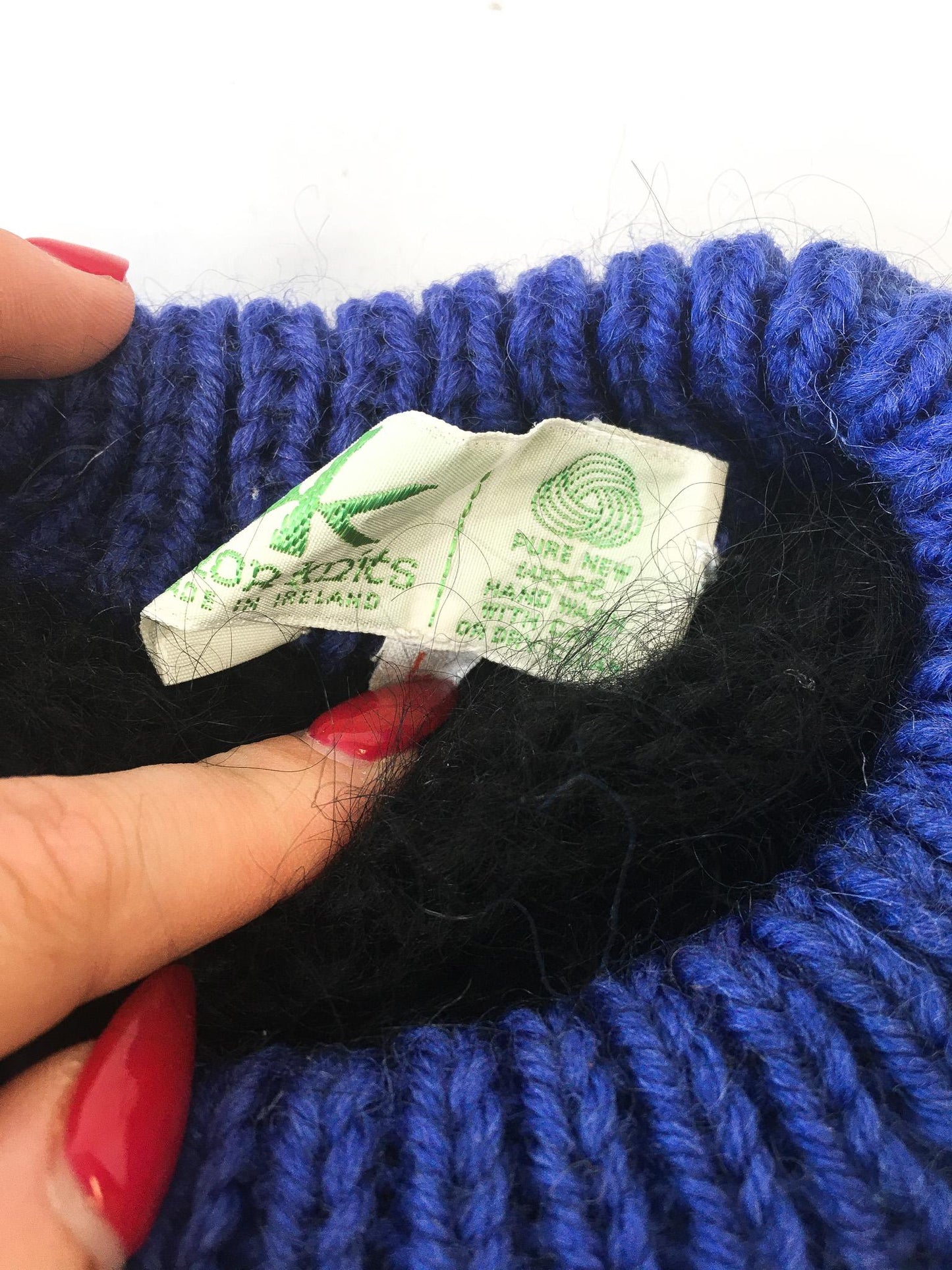 Vintage Kolor Knits Black/Blue 100% Wool Cat Print Sweater, Women's Sz. L, Vintage Retro Wool Sweater