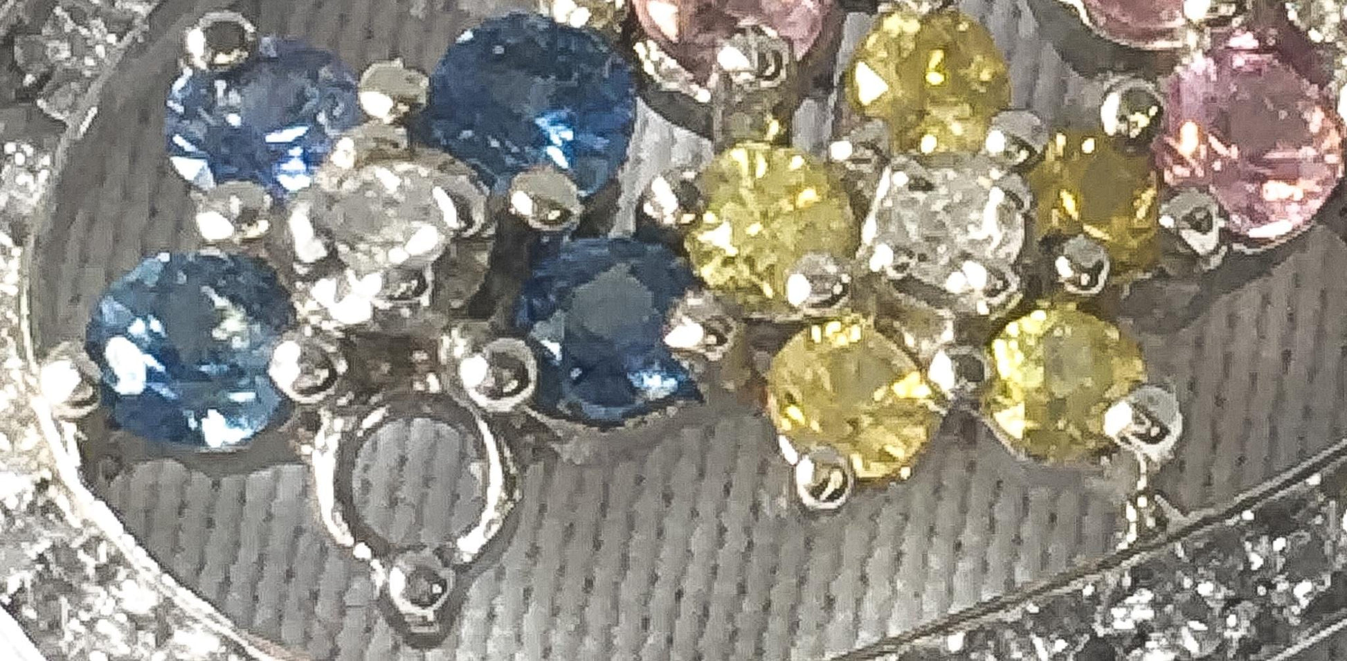 10K White Gold Pink Yellow Blue Sapphire Diamond Floral Heart Pendant, Simple Coquette Boho Minimalist Pendant