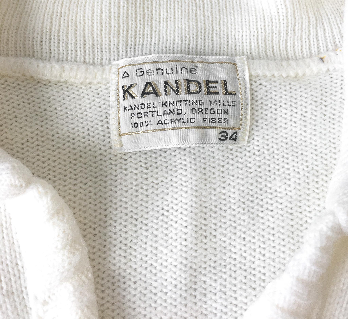 Vintage Kandel Cream/White Purple and Yellow Cheerleader Style V-Neck Sweater, Approx. Womens Sz M, Vintage Preppy Academia Style Sweater
