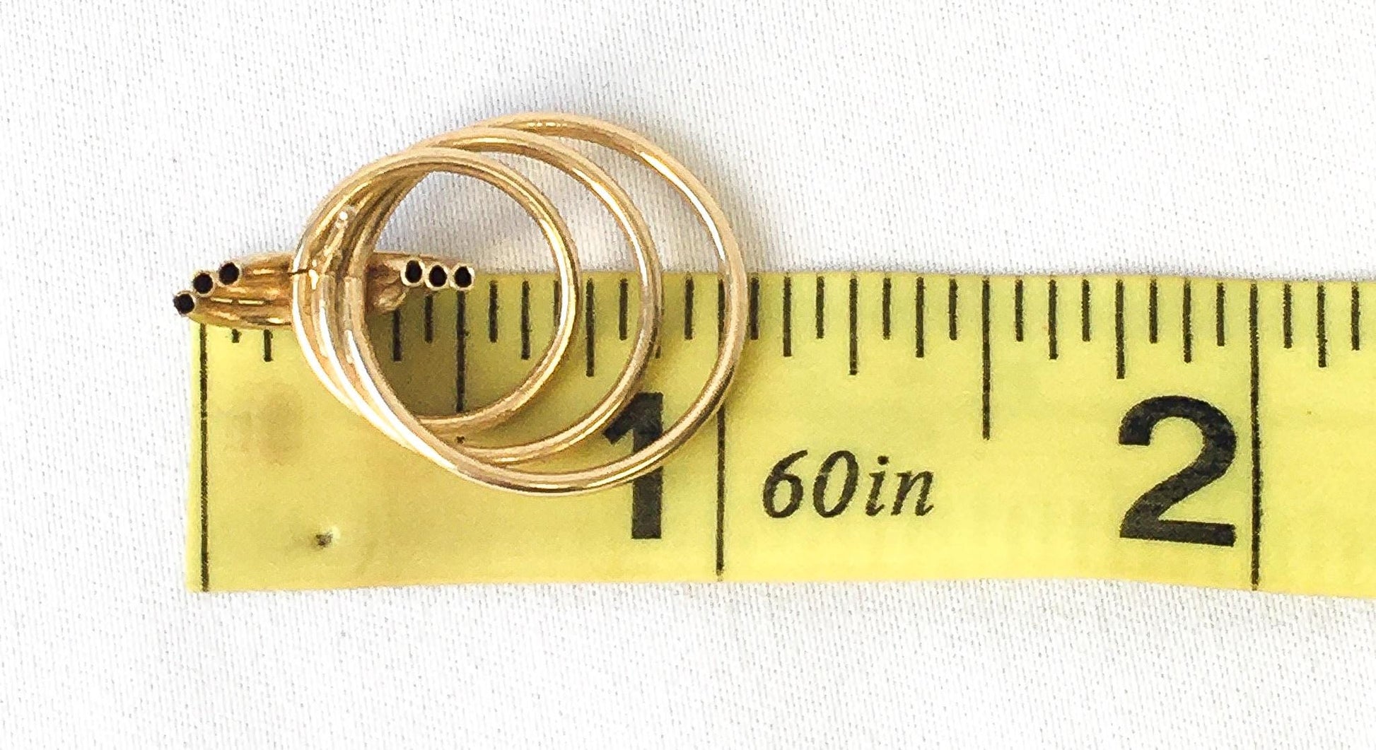 Vintage 14K Yellow Gold Triple Tube Textured Hoop Earrings, Simple Unique Classy Minimalist Hoop Earrings