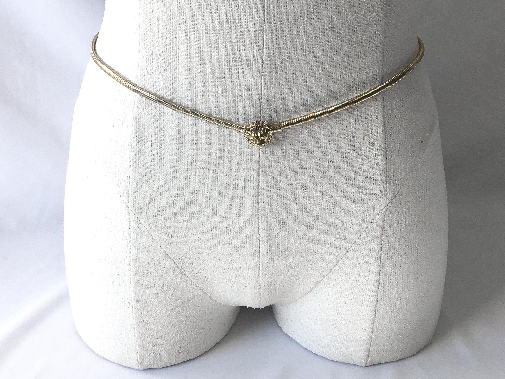 Vintage 00s Anne Klein Lion Head Gold Toned Expandable Belt