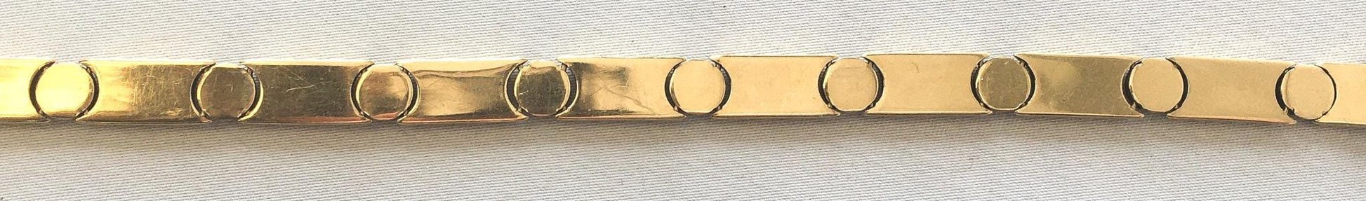 Vintage 14K Italy Two Tone Screw Head Link Chain Bracelet, 8", Roughly 5mm, Simple Everyday Elegant Minimalist Stackable Unisex Bracelet
