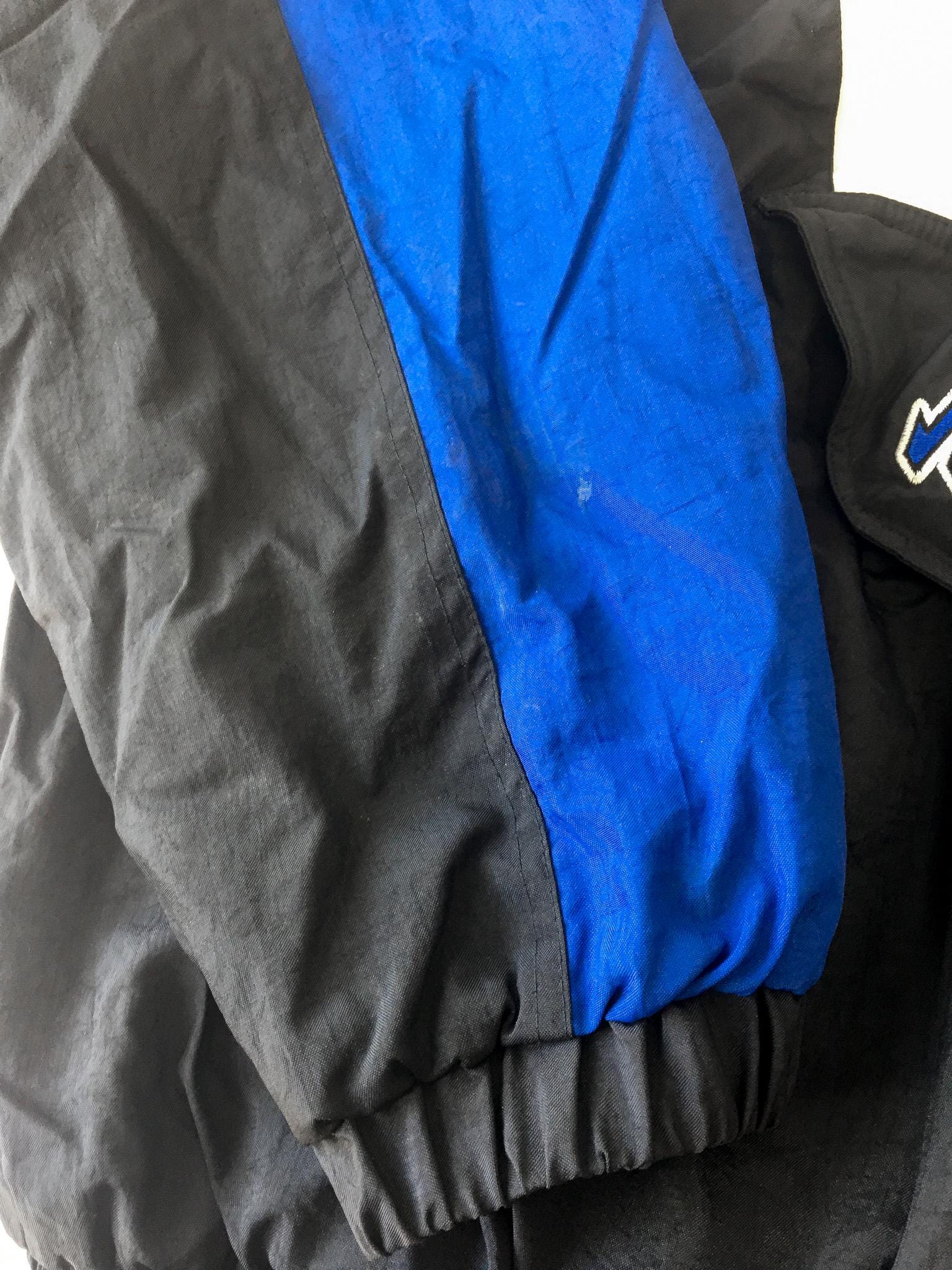 90s Orlando Magic Starter Black/Blue Embroidered Quarter Zip Puffer Windbreaker Jacket, Sz. XL, Vintage Retro NBA Apparel Streetwear Jacket