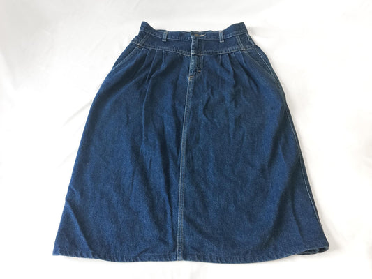 90s Lee Dark Wash Pleated Front Denim Skirt, 29" Waist