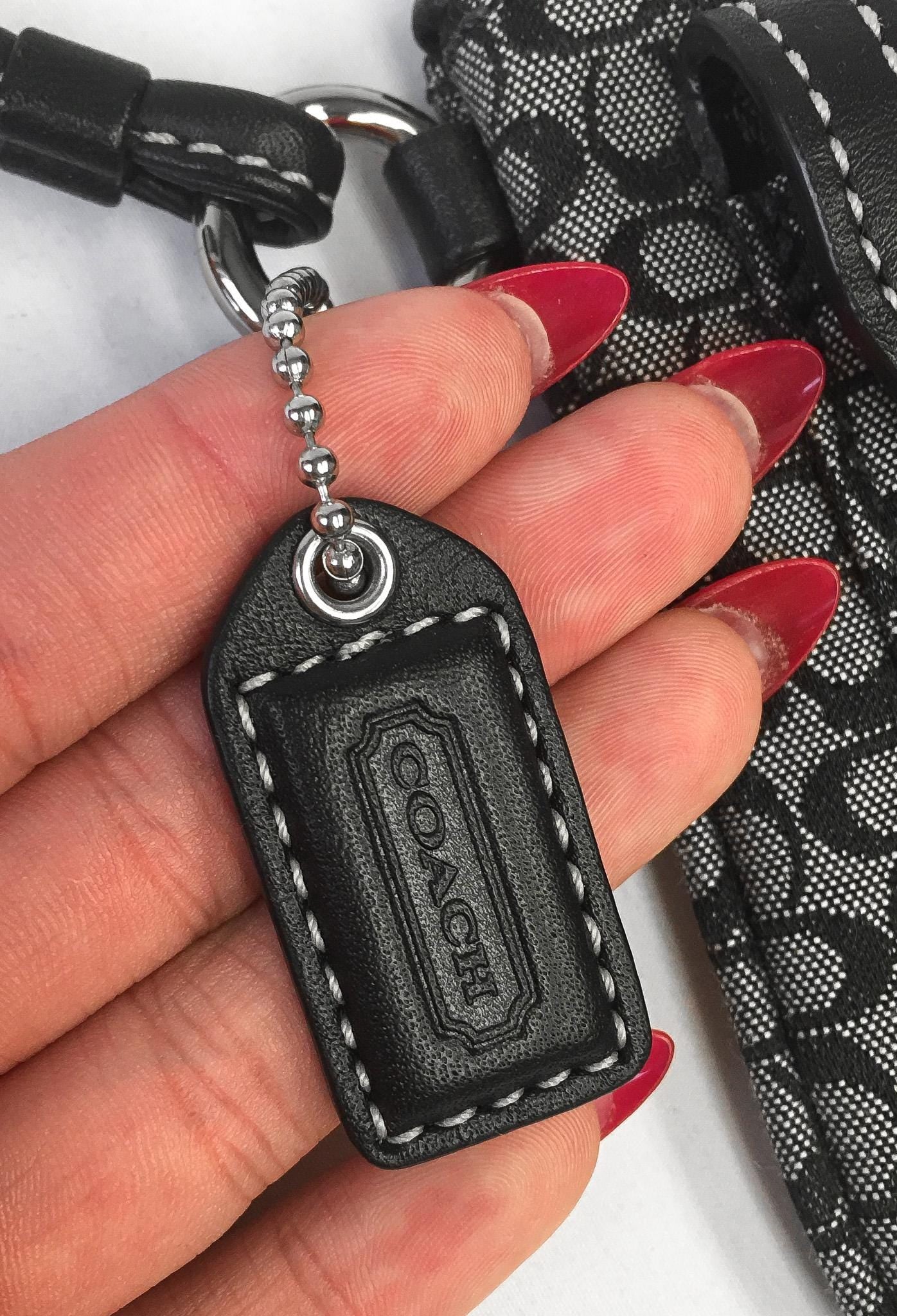 Y2K Coach Black/Grey Soho Mini Signature C Jacquard Canvas Leather Wristlet, Vintage 00s Coach Mini Clutch Handbag