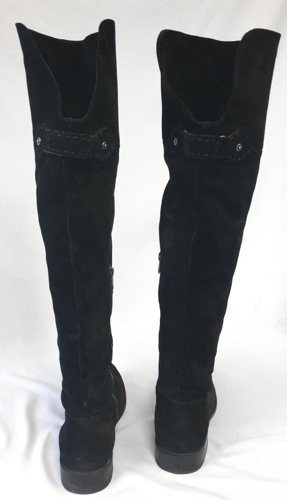 Vintage Inspired Frye Shirley Over The Knee Black Suede Boots, Women's 8.5B, Style 4003, Vintage Classy Western Tall Boots