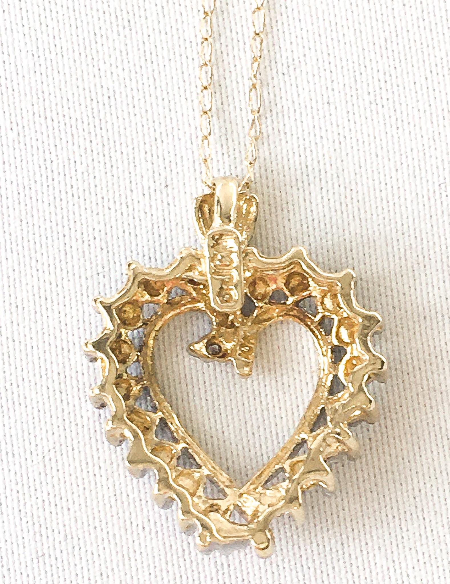 Vintage 10K JCM Mini Diamond Heart Necklace, 20" 10K JCM Chain, Simple Dainty Everyday Minimalist Necklace