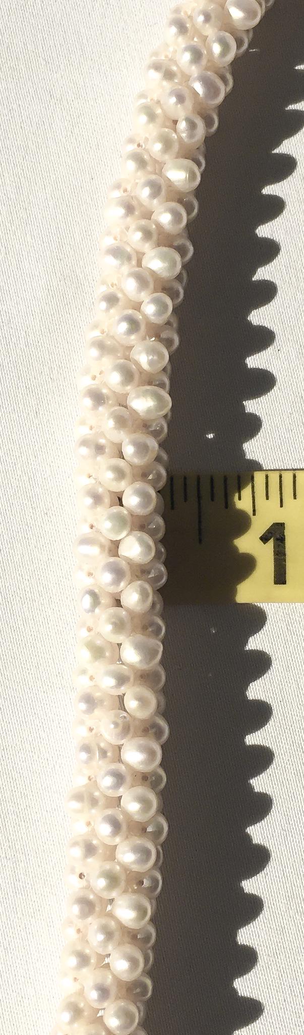 Vintage Genuine Pearl Rope Necklace with 14K Gold Clasp, 18.5", Elegant Unique Statement Pearl Necklace