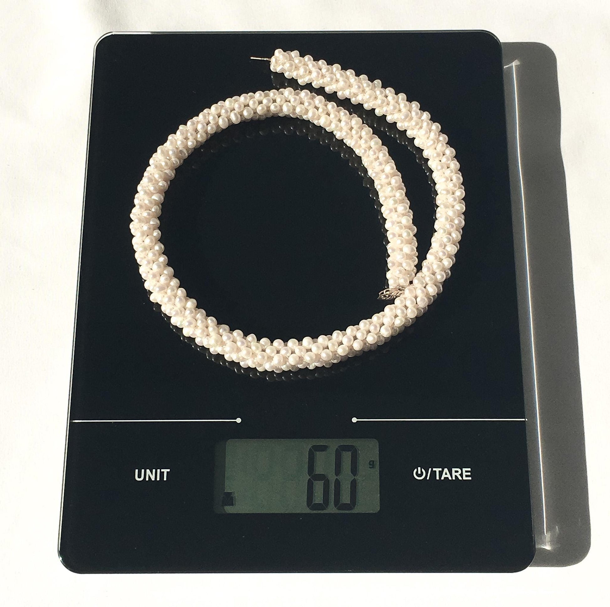 Vintage Genuine Pearl Rope Necklace with 14K Gold Clasp, 18.5", Elegant Unique Statement Pearl Necklace