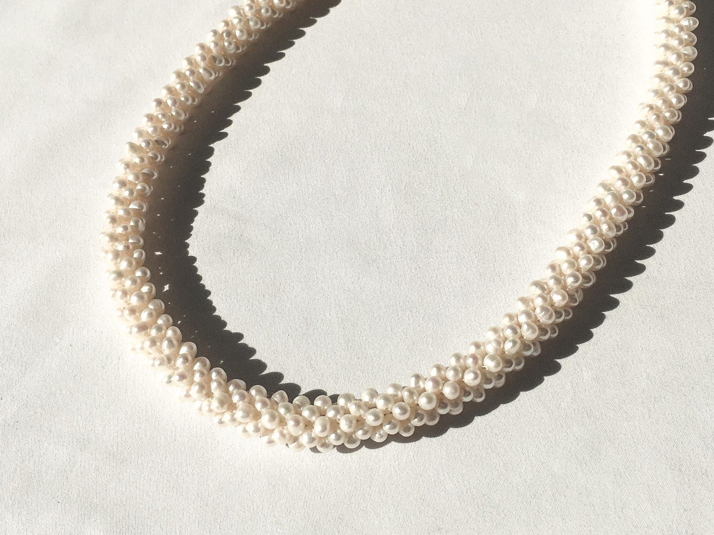 Vintage Genuine Pearl Rope Necklace with 14K Gold Clasp, 18.5", Elegant Unique Statement Pearl Necklace