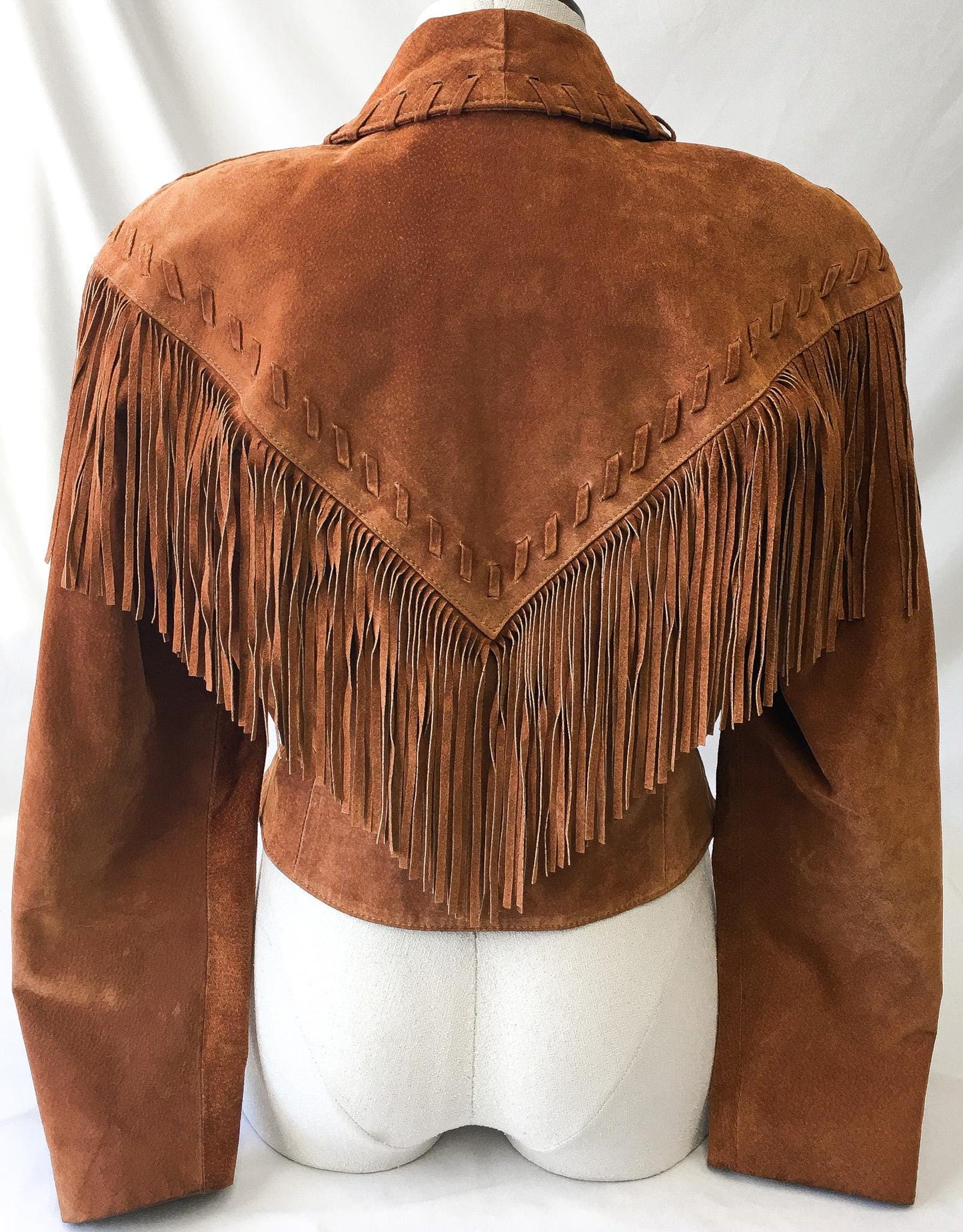 Vintage Frontier Collection Brown Fringe Crop Leather Jacket, Women's Sz. M, Vintage Western Jacket