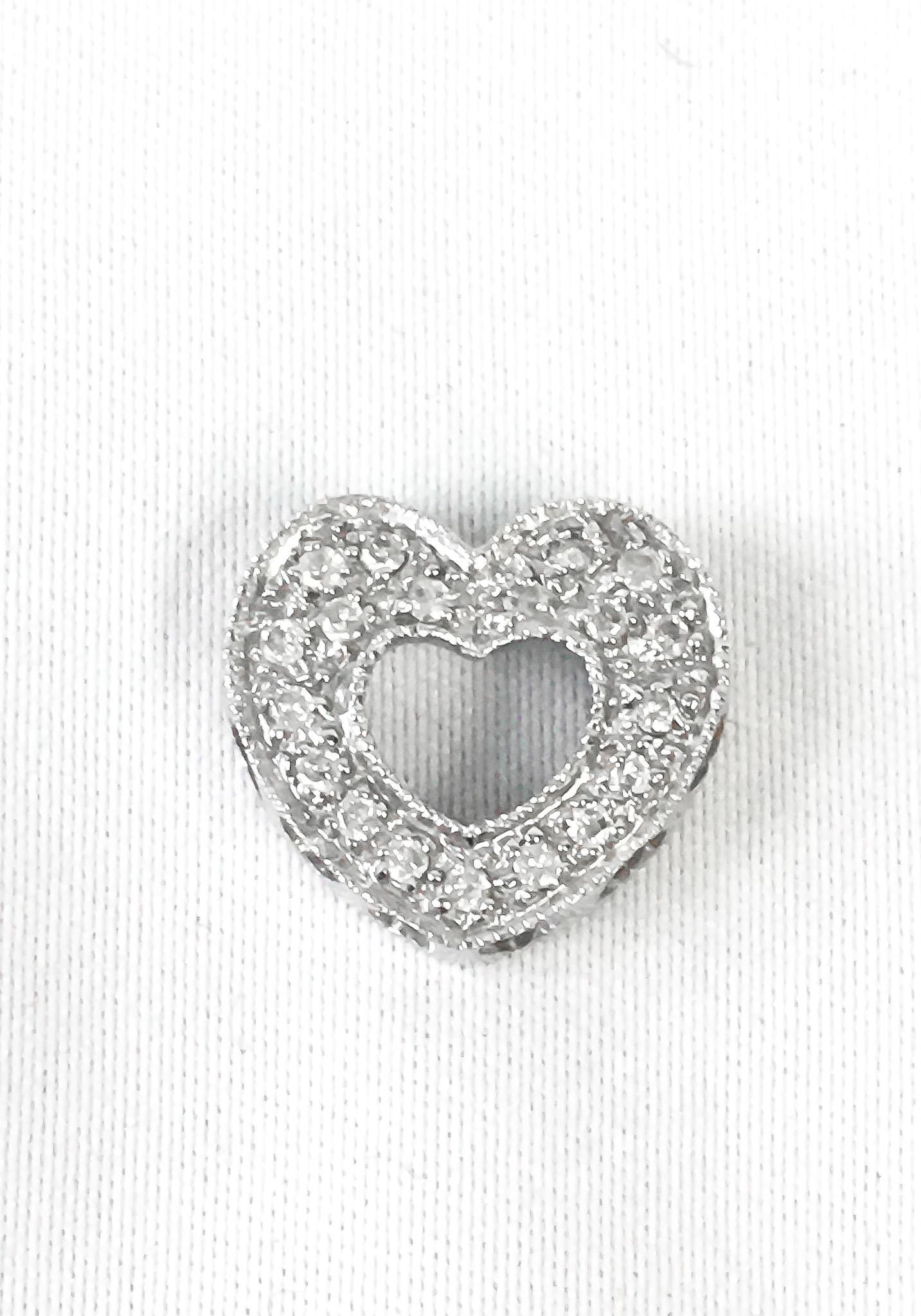 14K White Gold Diamond Heart Pendant