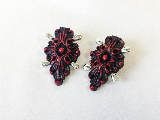 Vintage 60s Selini Red Clip-on Earrings